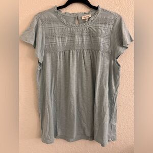 Ella Moss teal Cap Sleeve Bib Collar Blouse